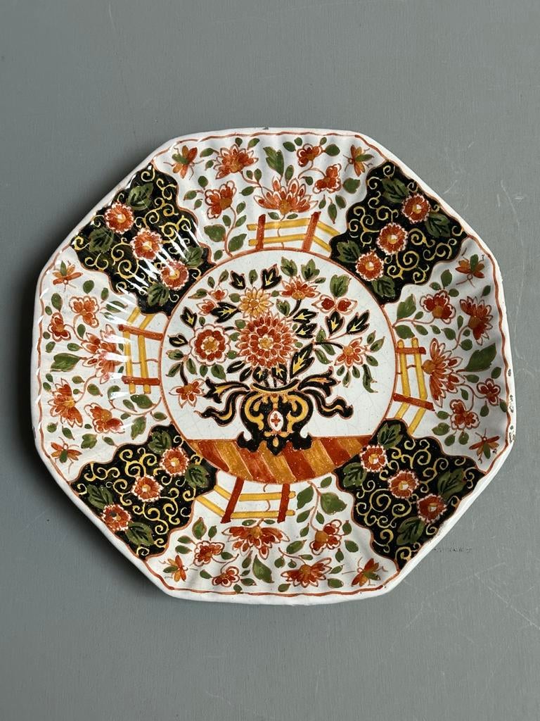 Handbeschilderd Octogonaal Wandbord Koninklijke Tichelaar, Antiek en Kunst, Ophalen of Verzenden