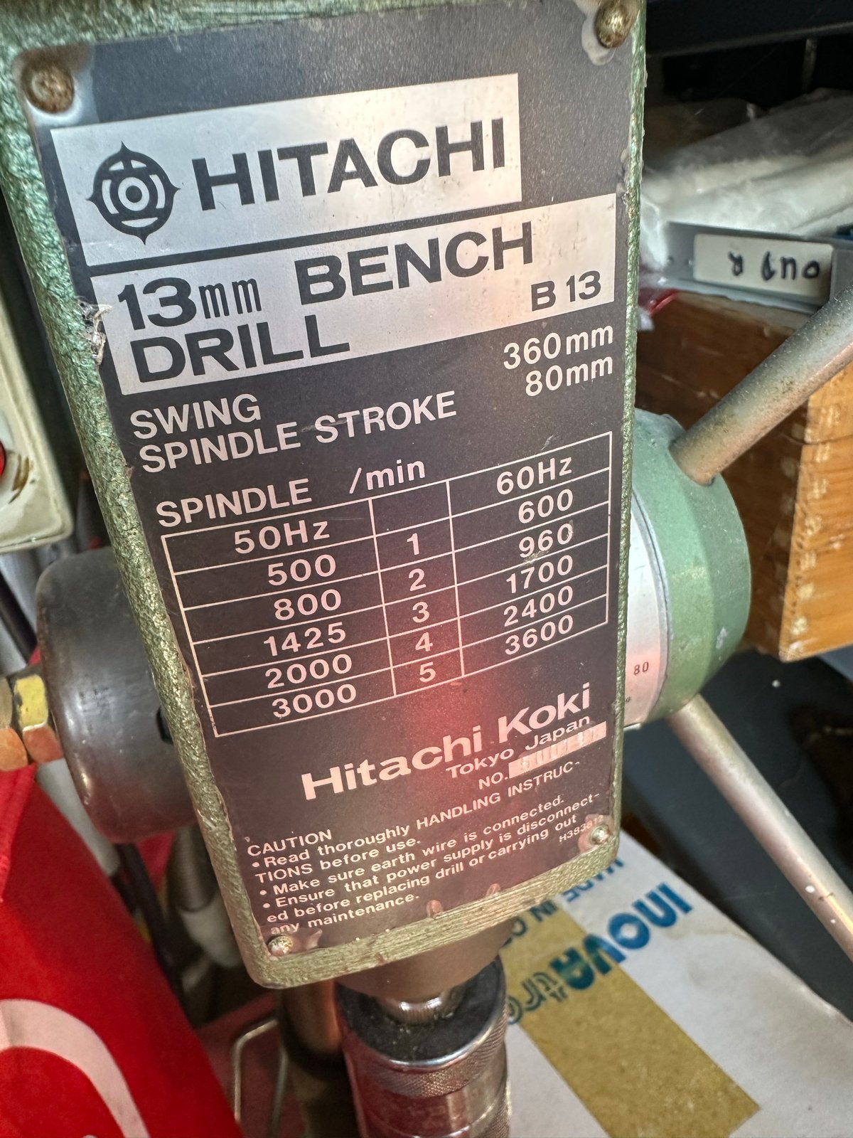 Hitachi 13mm Kolomboormachine B13 - Bench Drill, Ophalen, Gebruikt, Minder dan 400 watt, Kolomboormachine