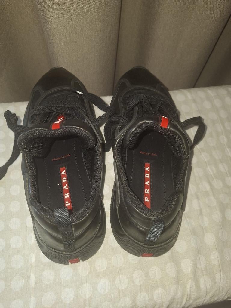 Originele zwarte dames leren Prada schoenen maat 39, Ophalen of Verzenden, Zo goed als nieuw, Zwart, Sneakers of Gympen