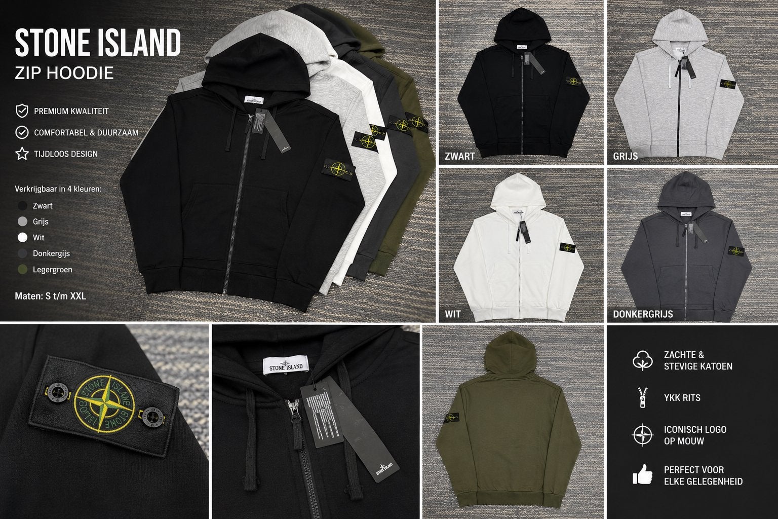 Stone Island Zip Hoodie, Verzenden, Nieuw, Overige maten, Meerkleurig