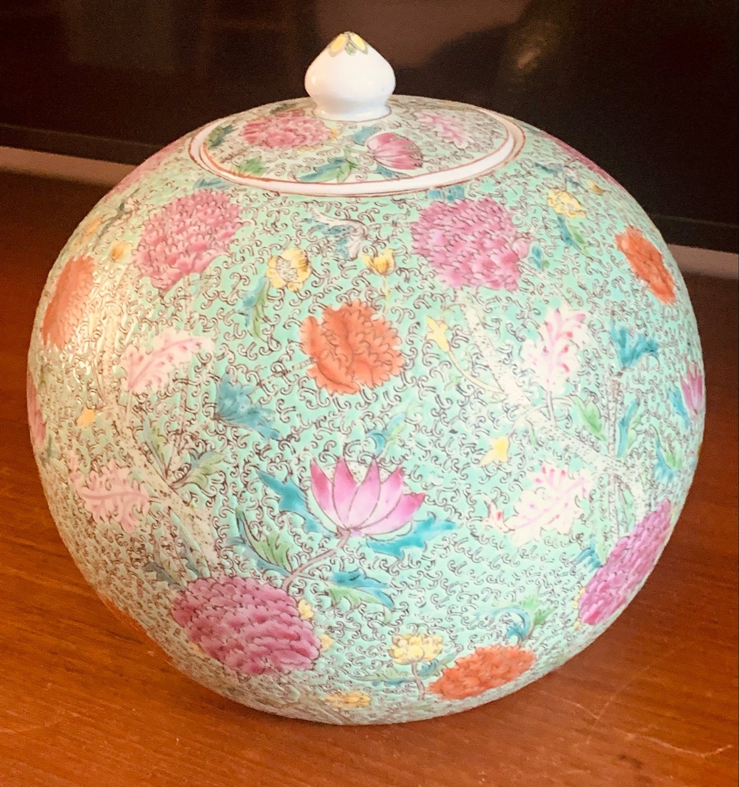 Antieke Chinese gemberpot met bloemmotief, Ophalen of Verzenden