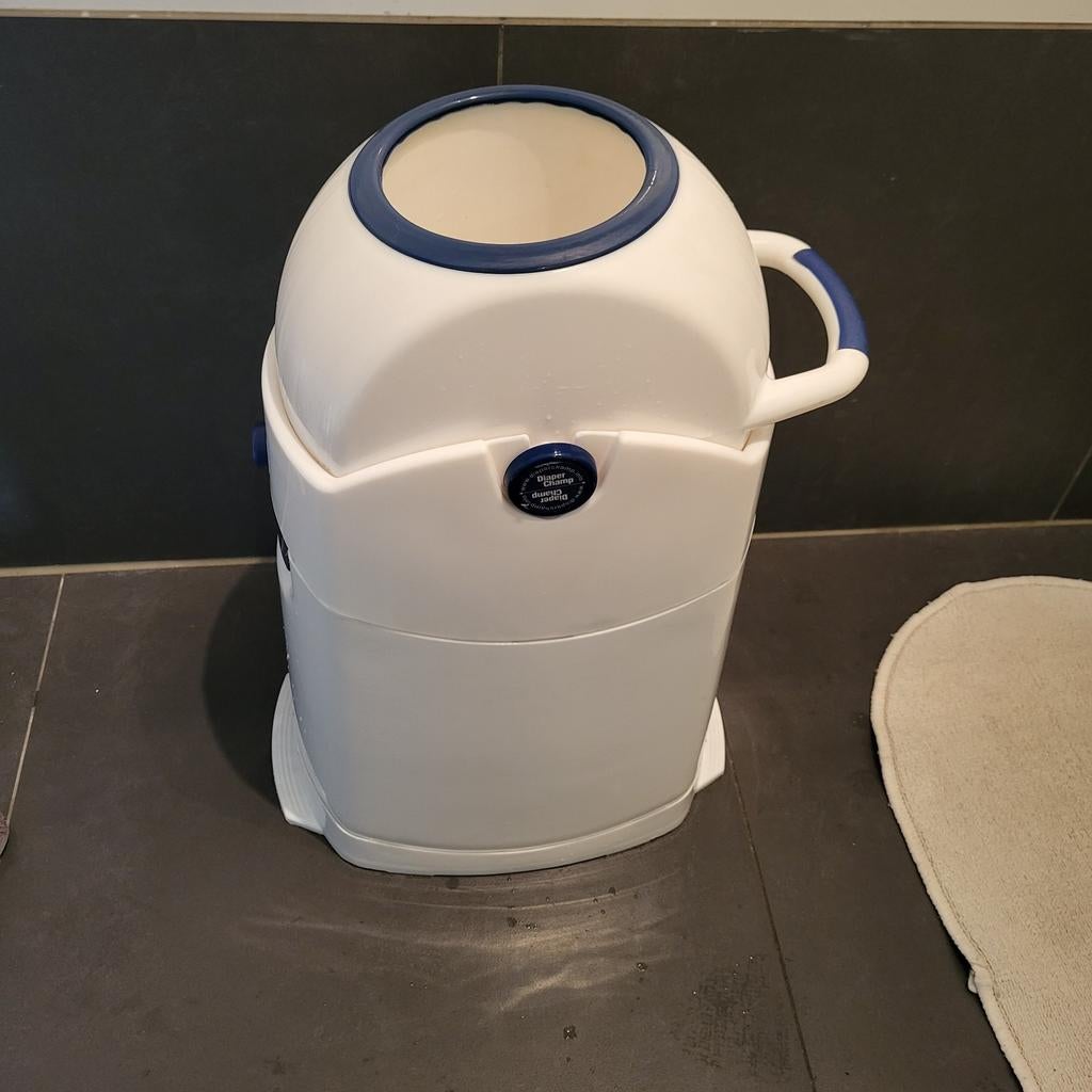 Diaper Champ luieremmer - Wit met blauwe accenten, Ophalen of Verzenden, Gebruikt