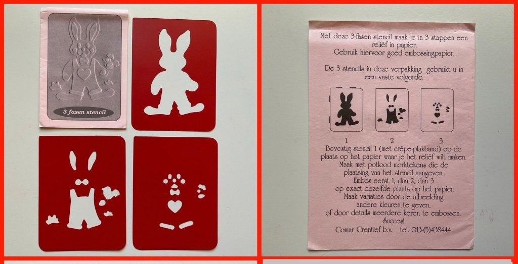 kaarten maken - sjablonen - stencils - embossing 3D konijn', Ophalen of Verzenden, Zo goed als nieuw, Overige thema's, Pons of Mal
