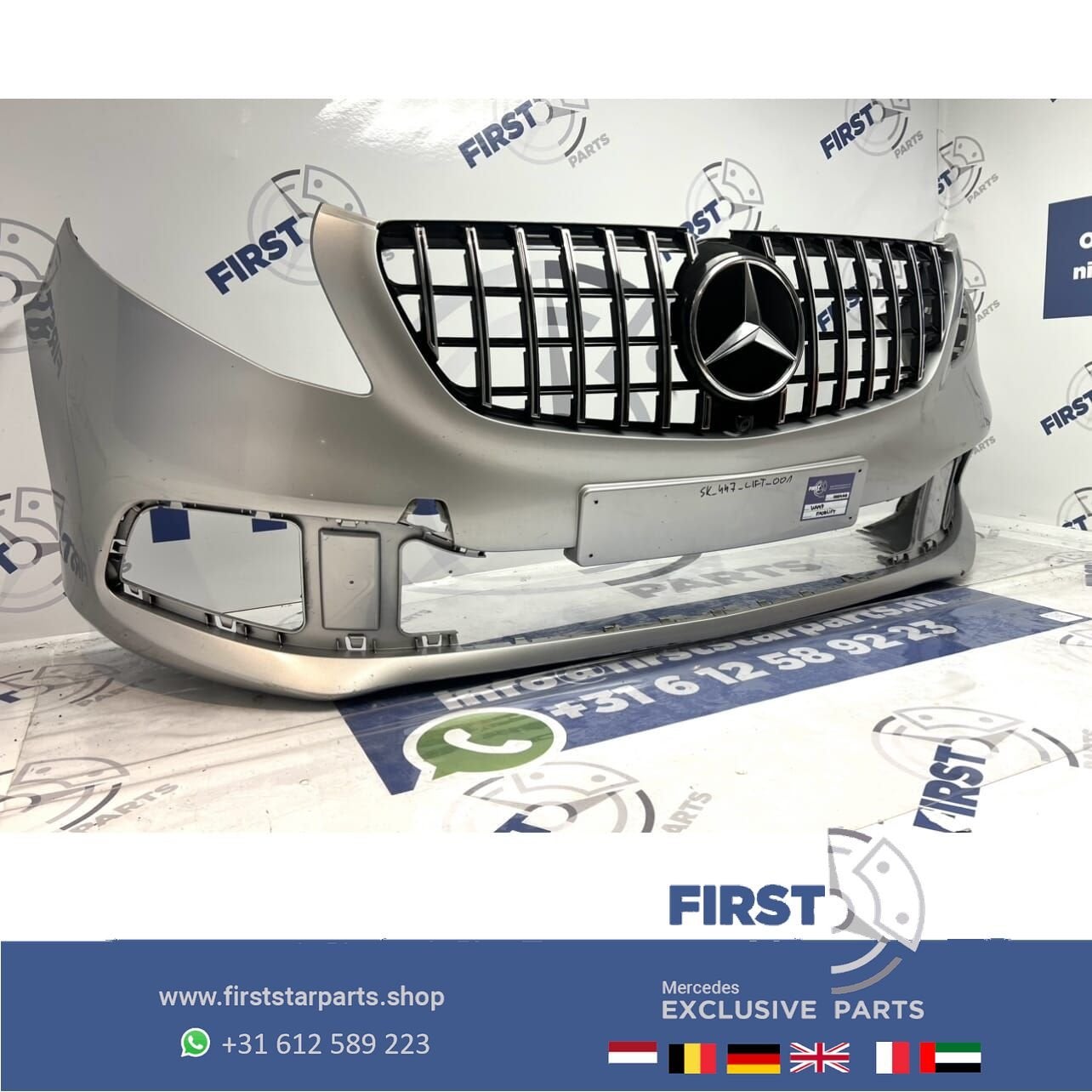 W447 V KLASSE FACELIFT VOORBUMPER + GT GRIL GRIJS ORIGINEEL, Gebruikt, -, Voor, Ophalen of Verzenden