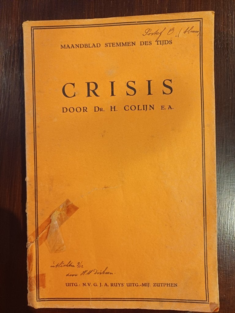 Crisis door H. Colijn en anderen, Ophalen of Verzenden, Gelezen, Nederland