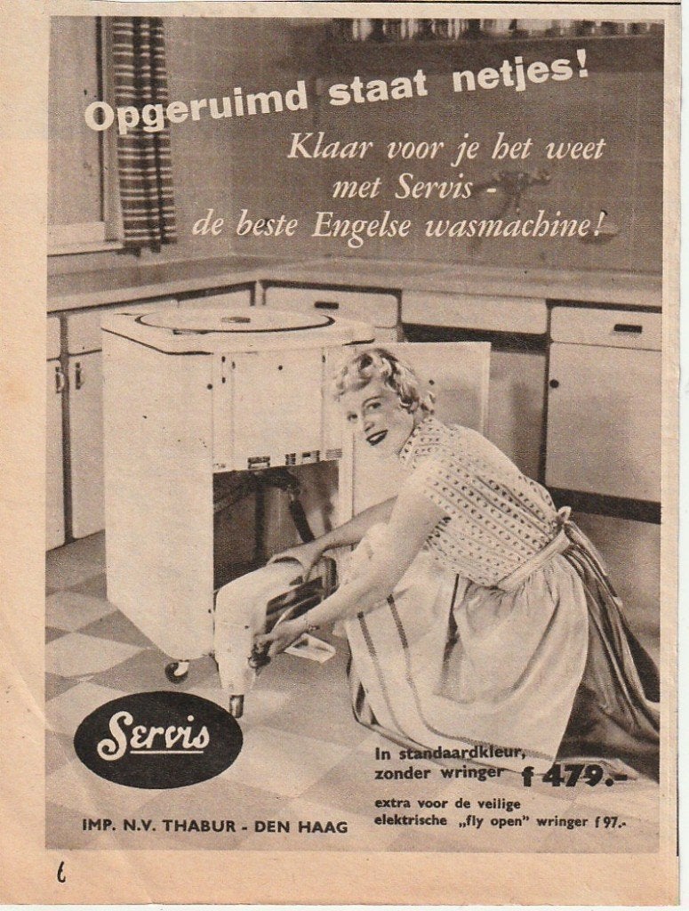 retro reclame 1956 Servis Thabur Den Haag wasmachine, Verzamelen, Retro, Overige typen, Verzenden