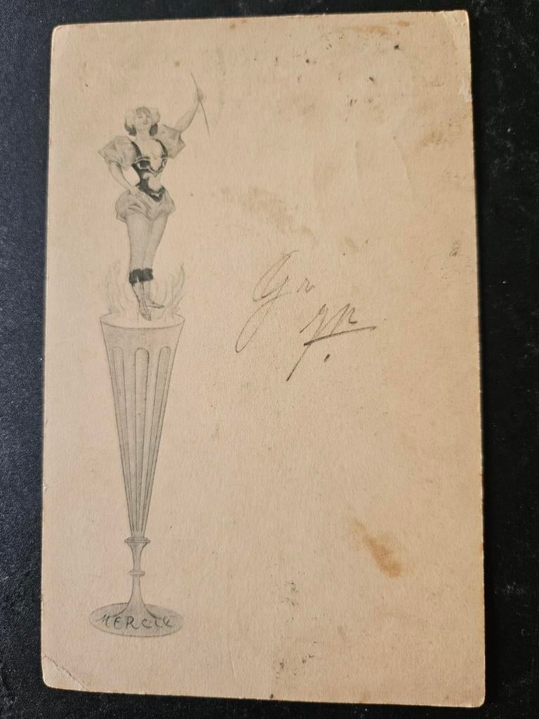 Art Deco  Dame op Glas 1902, Ophalen of Verzenden, Voor 1920, Gelopen