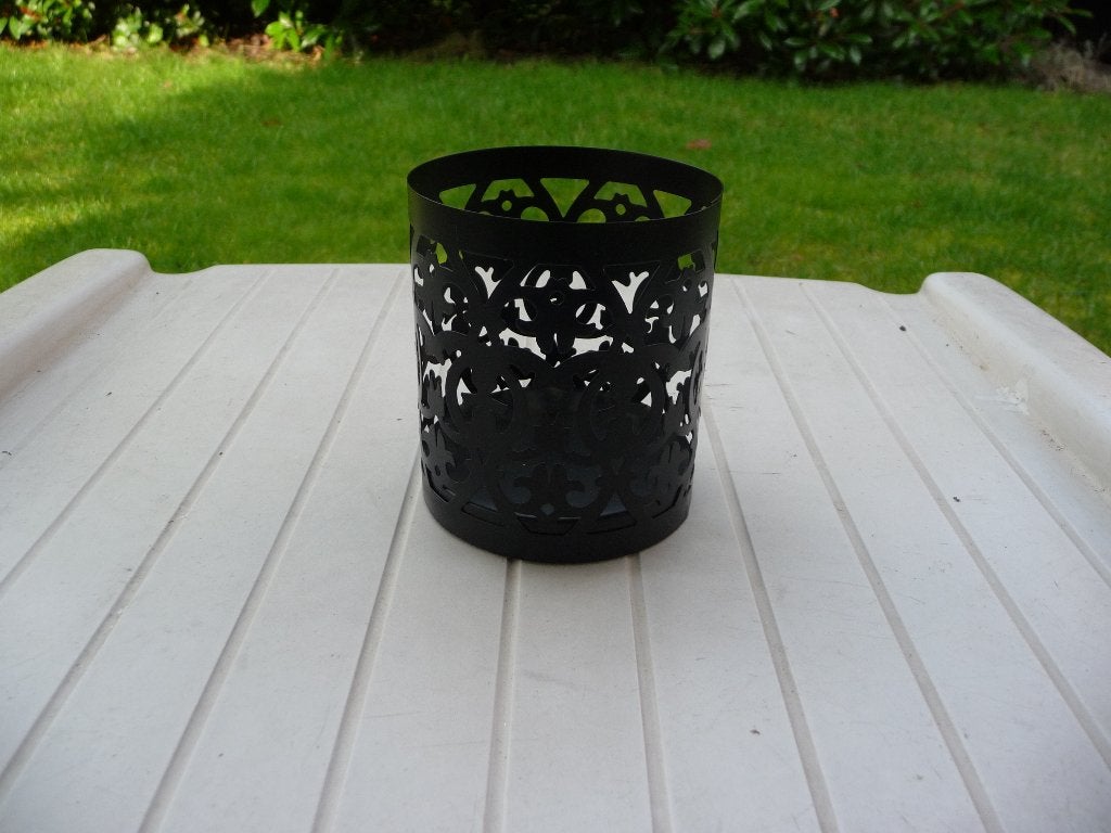 Windlicht. Zwart metaal., 9 cm, Zwart, Waxinelichthouder, Ophalen of Verzenden