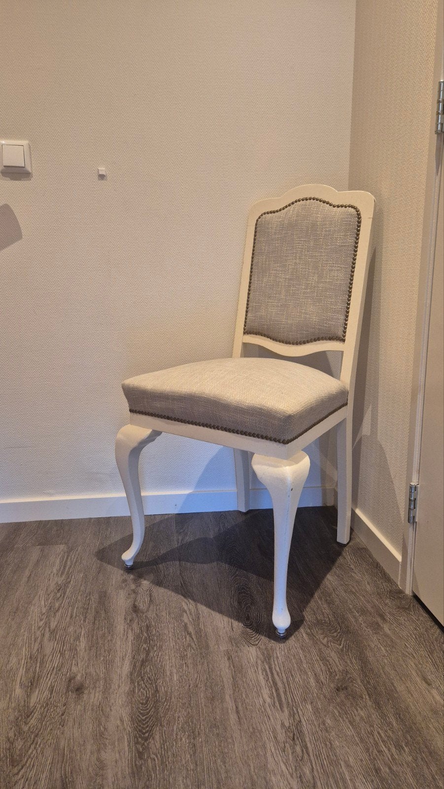 Elegante eetkamerstoel - Crème met grijze stoffering, stoel
