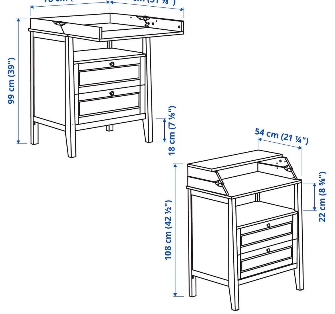 SUNDVIK Commode/ladekast/verschoontafel, Ophalen, Gebruikt, 70 cm of meer, 75 tot 100 cm