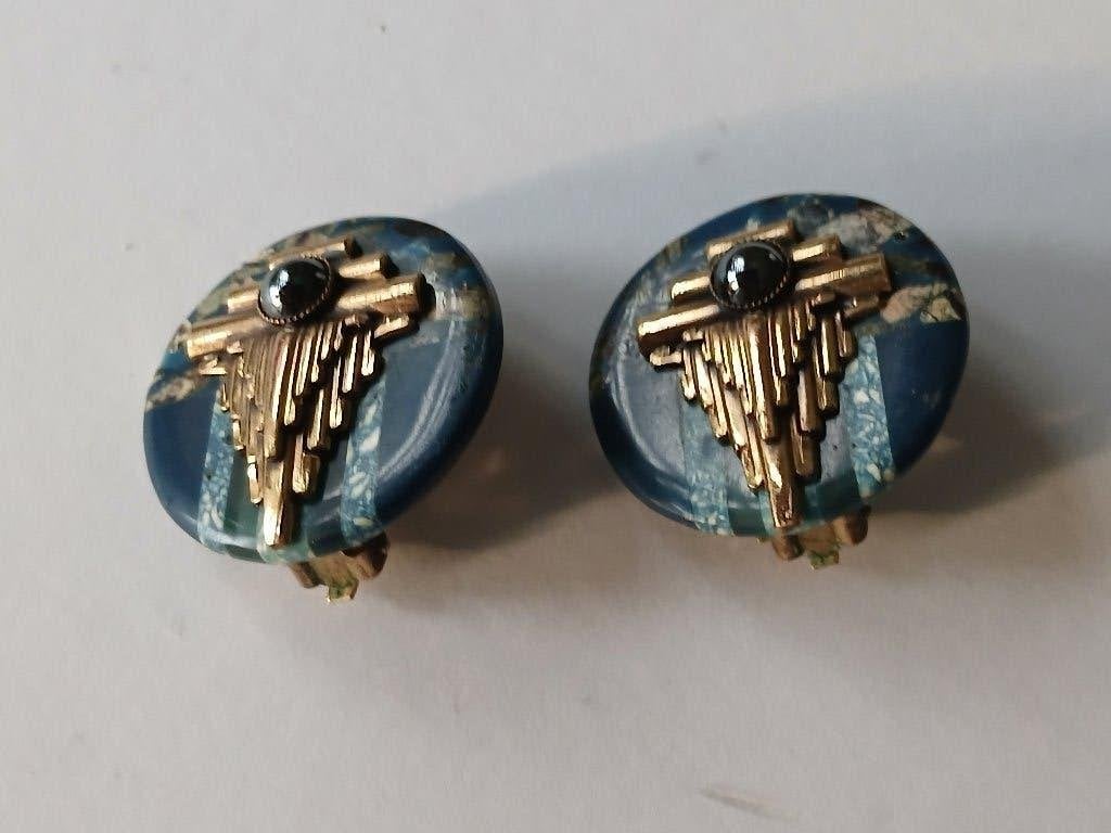 Vintage Ermani Bulatti Clip-on Oorbellen in Art Deco Stijl, Sieraden, Tassen en Uiterlijk, Ophalen of Verzenden, Gebruikt, Minder dan 4 cm