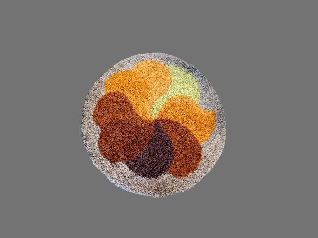 Vintage Desso rond hoogpolig tapijt jaren 70, Ophalen, Mid century, Rond, Gebruikt