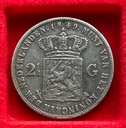 VERSCHILLENDE JAREN 2,5 gulden Willem III (1), Ophalen, Koning Willem III, Zilver, Losse munt