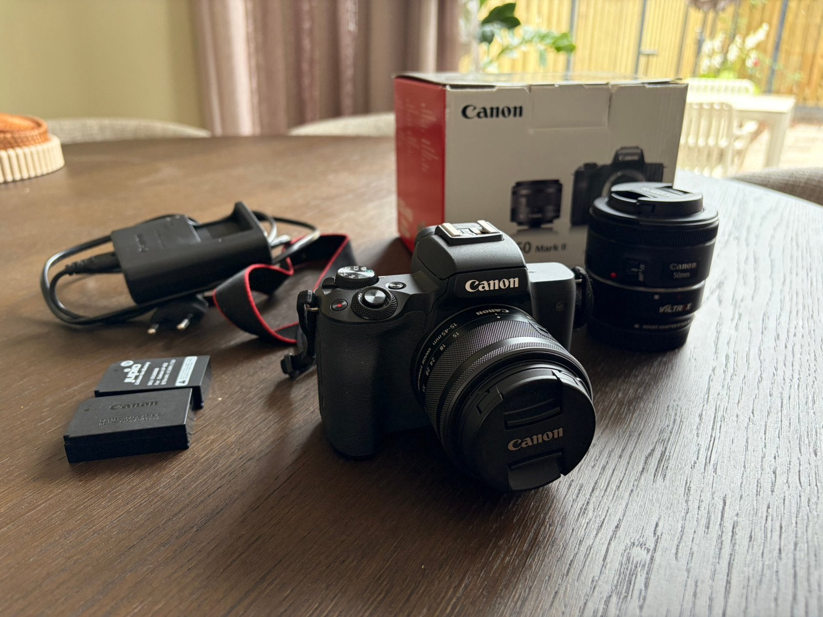 Canon EOS M50 Mark II set: incl. kitlens, portretlens & accu, Audio, Tv en Foto, Fotocamera's Digitaal, Ophalen of Verzenden, Zo goed als nieuw