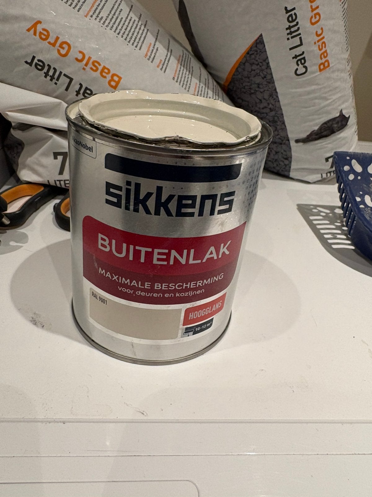 Sikkens buitenlak RAL 9001 hoogglans 750ml | 30% inhoud, Wit, Ophalen of Verzenden, Zo goed als nieuw, Lak