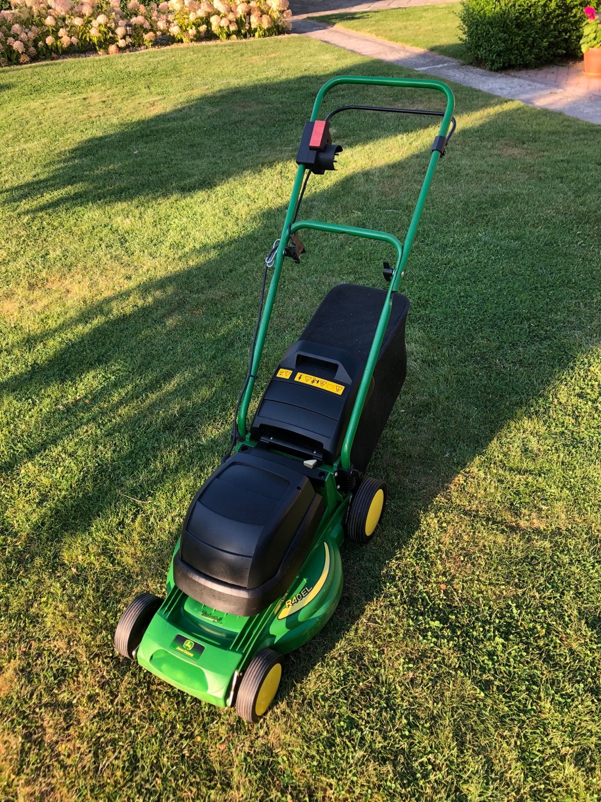 John Deere R40EL Elektrische Grasmaaier - Goede Staat, Ophalen, Cirkelmaaier, Gebruikt, Elektrische grasmaaier