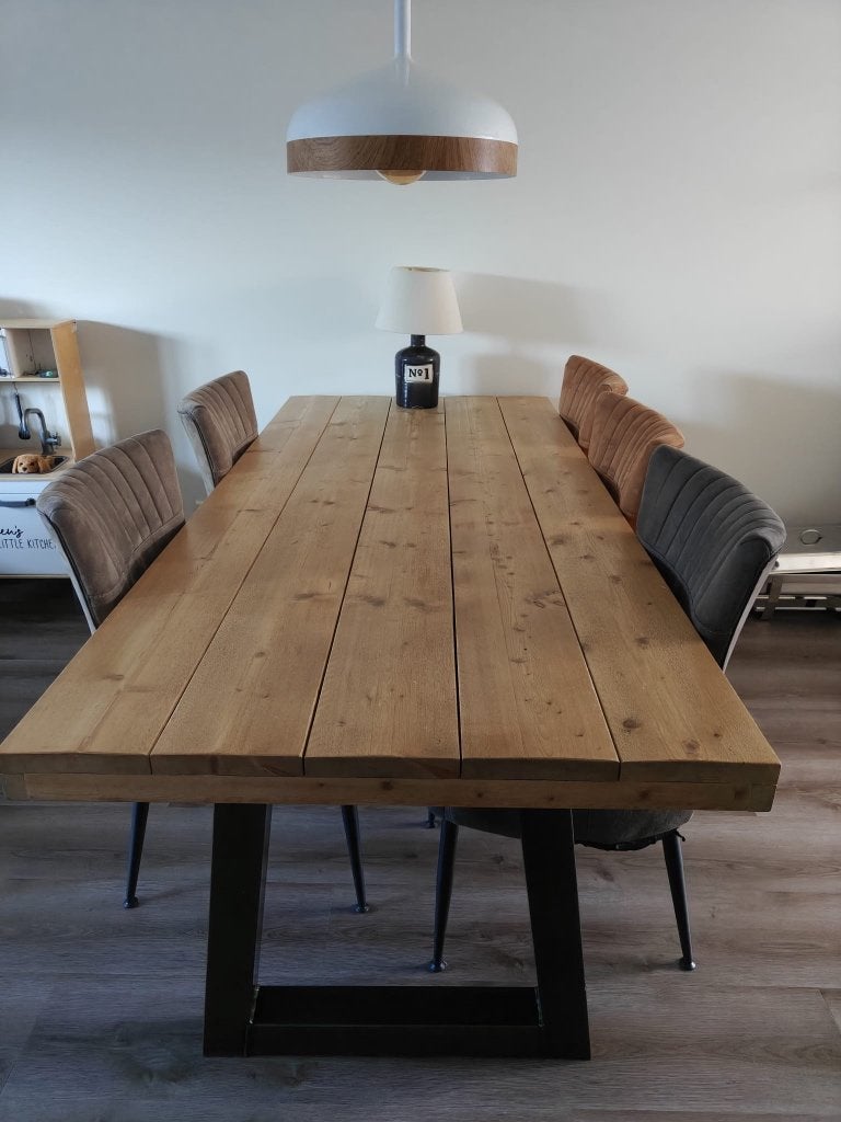 Steigerhouten keukentafel, Gebruikt, 200 cm of meer, 50 tot 100 cm, Vijf personen of meer