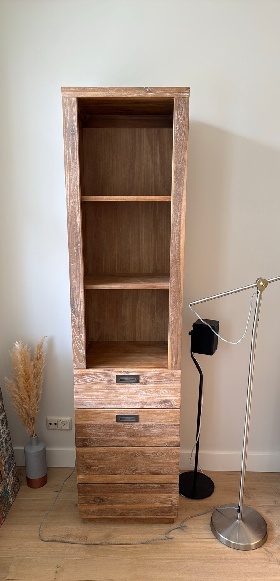 Teak houten kast - Zo goed als nieuw, Huis en Inrichting, Kasten | Boekenkasten, Ophalen, 200 cm of meer, Teakhout, 50 tot 100 cm