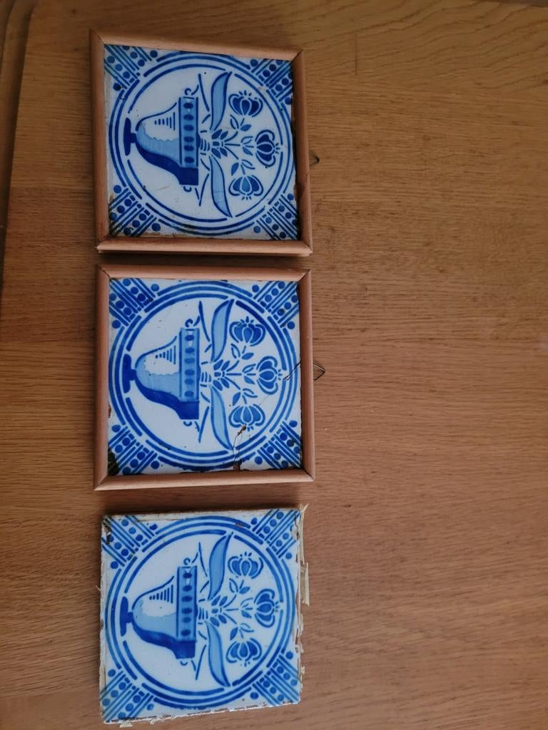 3 delftsblauwe tegeltjes, Ophalen of Verzenden
