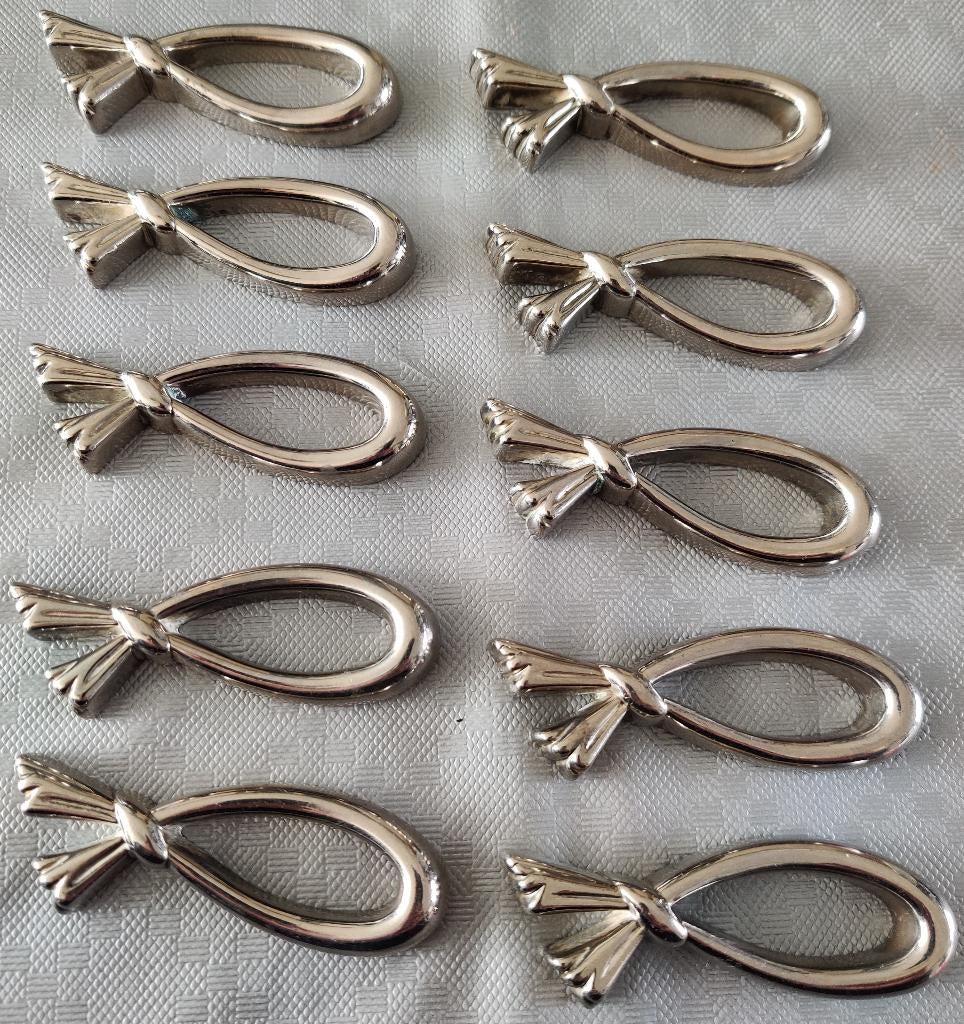 Set van 10 vintage servetringen en 5 bestekhouders, Ophalen, Gebruikt