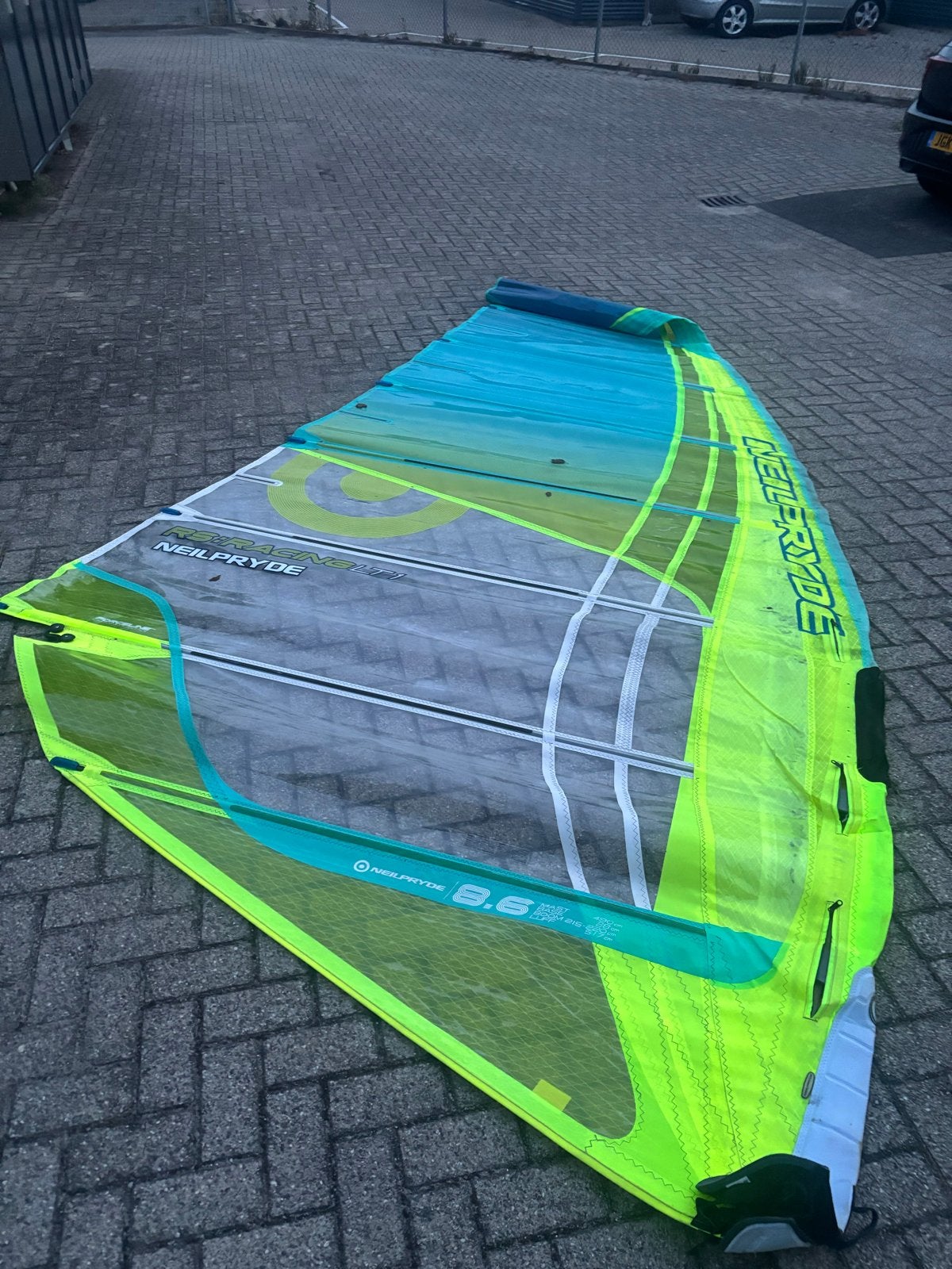 NeilPryde RS:Racing LT1 8.6m² windsurfzeil met np x65 mast, Ophalen, Met mast, Zo goed als nieuw, 8 m² of meer