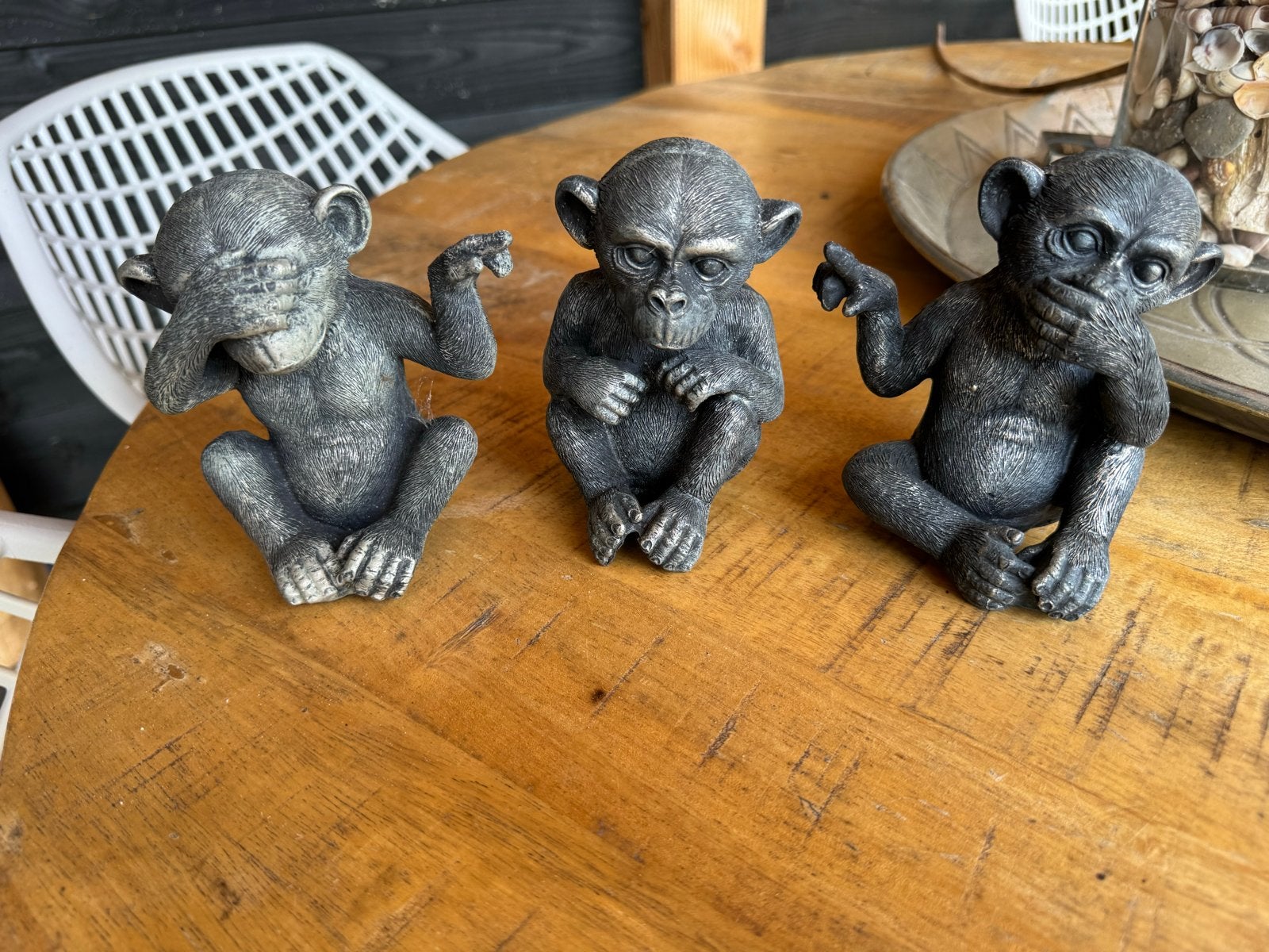 Horen Zien Zwijgen Aapjes - Decoratie Beeldjes, Overige stijlen, Ophalen of Verzenden, Zo goed als nieuw, Grijs