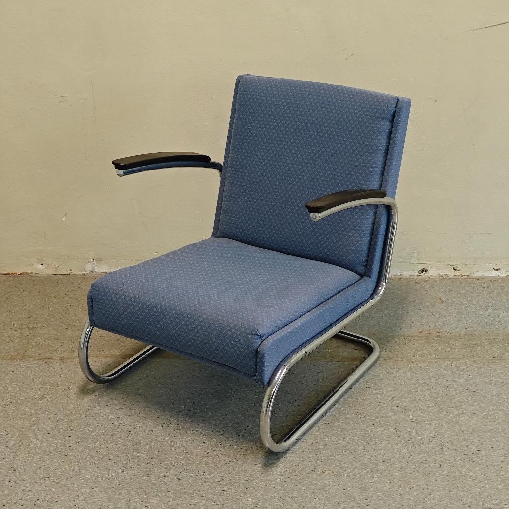 Vintage Fauteuil S411 Gispen Mücke Melder, Ophalen, Gebruikt, 75 tot 100 cm, Stof