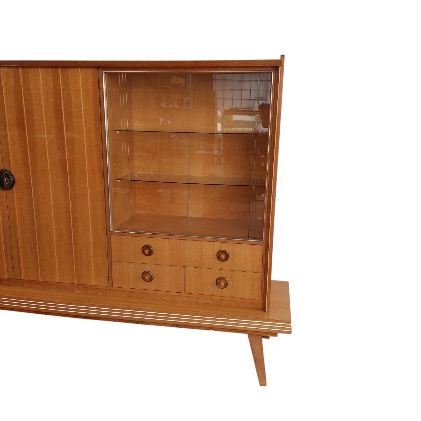 Grote vintage wandkast, wandmeubel, Ophalen, Gebruikt, Met lade(s), 200 cm of meer