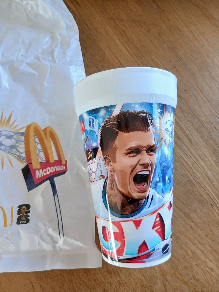McDonald's plastic drinkbeker Beckham, Verzamelen, Ophalen of Verzenden, Nieuw