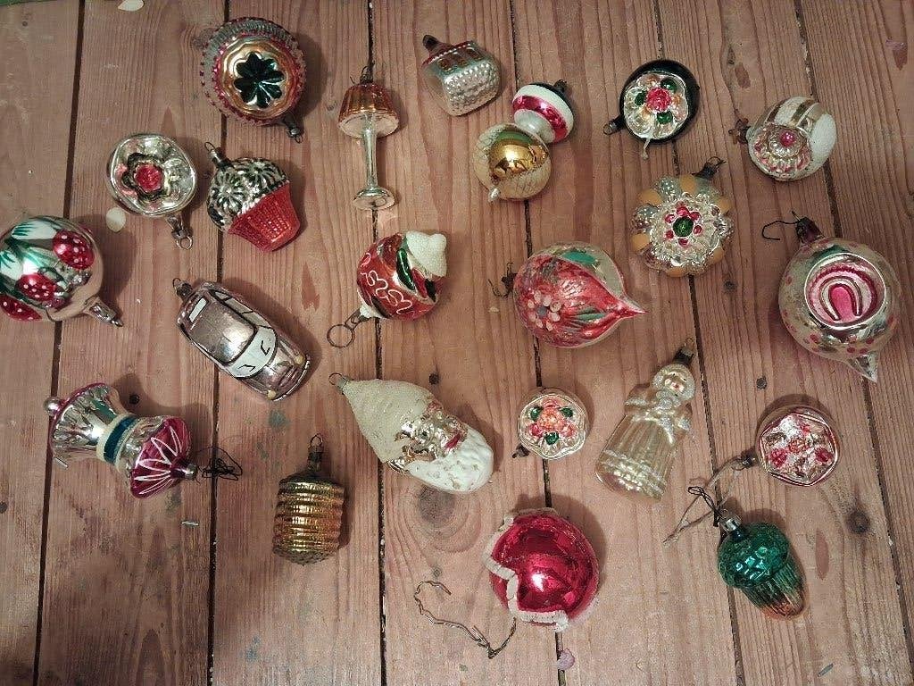 oma's nostalgische oude glazen kerstballen, Ophalen, Gebruikt