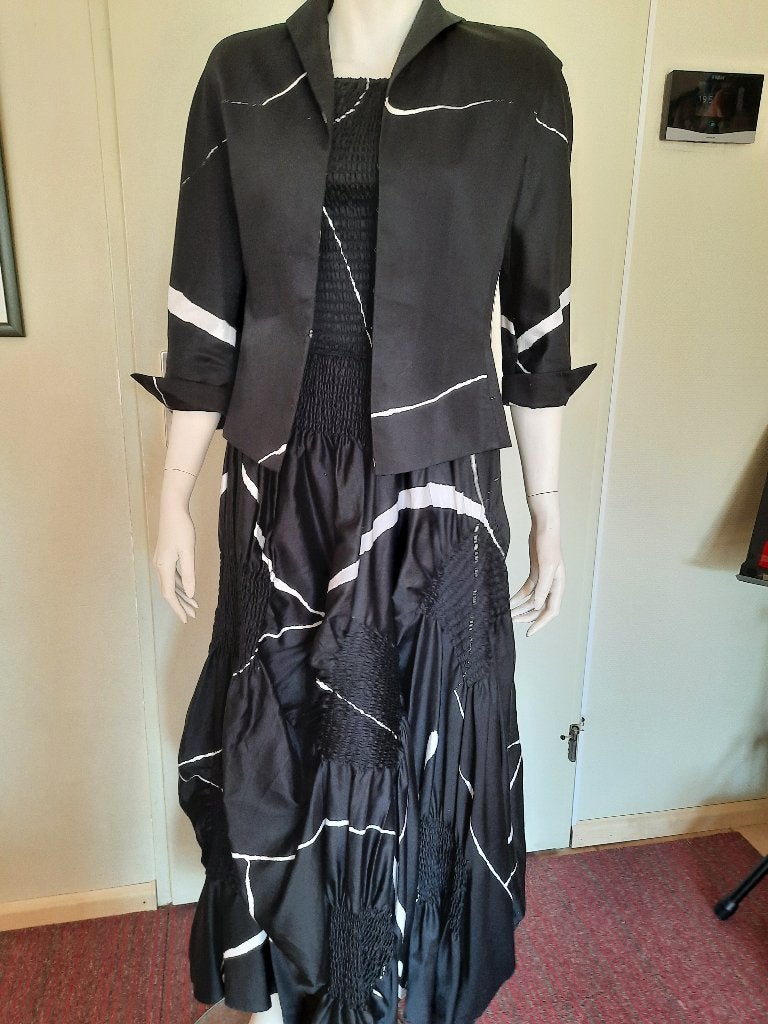Als nieuw! Exclusieve Marimekko 3-dlg galajurk mt.S 36-38, Marimekko, Galajurk, Zwart, Ophalen of Verzenden