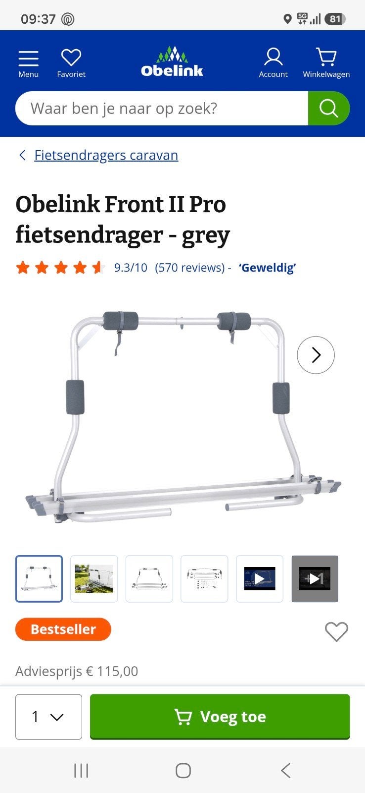 fietsendrager caravan dissel, Ophalen, Nieuw