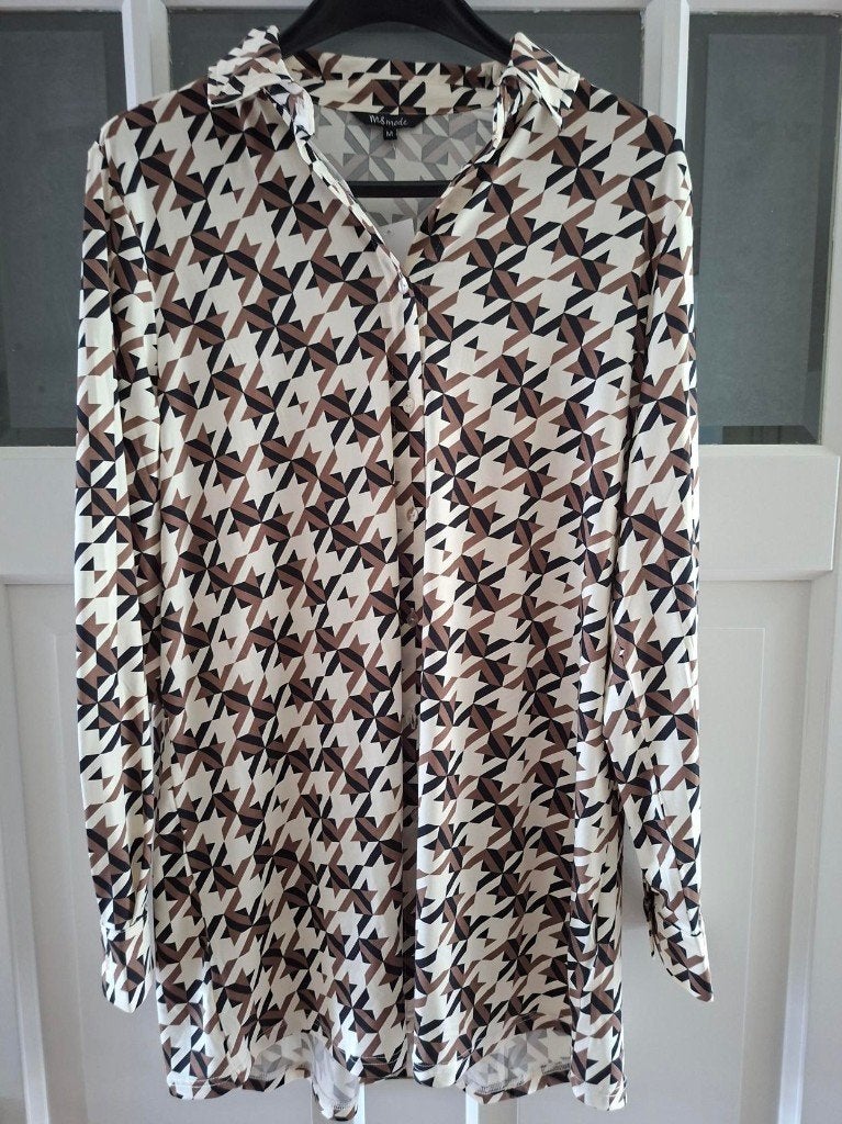 Bloes zwart met bruin en beige, MS mode maat M nieuw, Kleding | Dames, Ophalen of Verzenden, Nieuw, Zwart