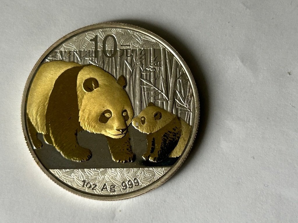 Zilveren 1 oz Panda munt 2011 met vergulde panda, Ophalen of Verzenden, Noord-Amerika, Losse munt, Zilver