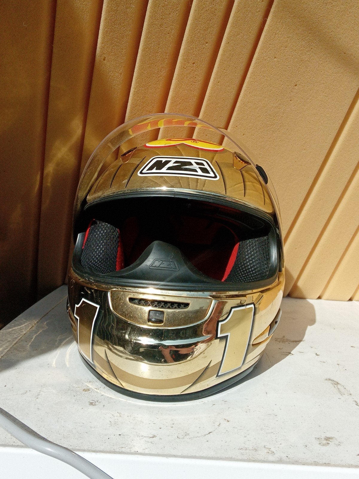 Gouden NZI Integraalhelm - Maat M, Motoren, Overige merken, M, Heren, Ophalen of Verzenden