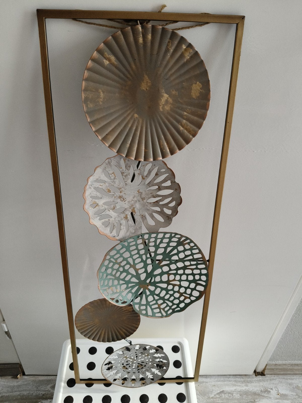 Decoratief metalen wandbord - 74x29 cm, Metaal, Gebruikt, Meerkleurig, Ophalen of Verzenden