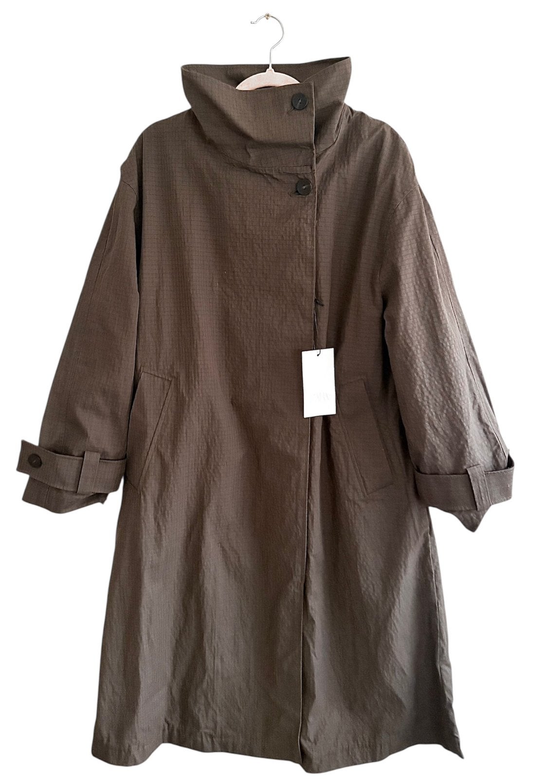 Oversized lange trenchcoat ZARA bruin nieuw met label, Bruin, Zara, Nieuw, Ophalen of Verzenden