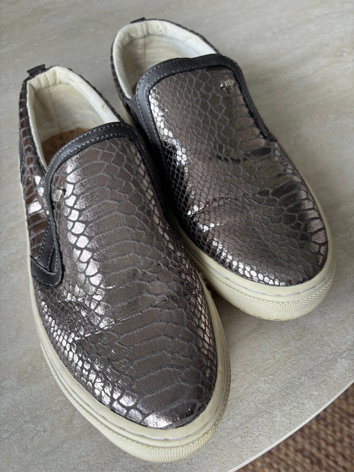 Leuke instappers brons kleur croco motief 41, Ophalen of Verzenden, Zo goed als nieuw, Overige kleuren, Instappers