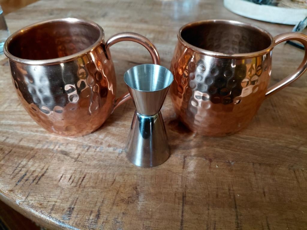Koperen Moscow Mule Mokken Set met RVS Maatbeker, Ophalen of Verzenden