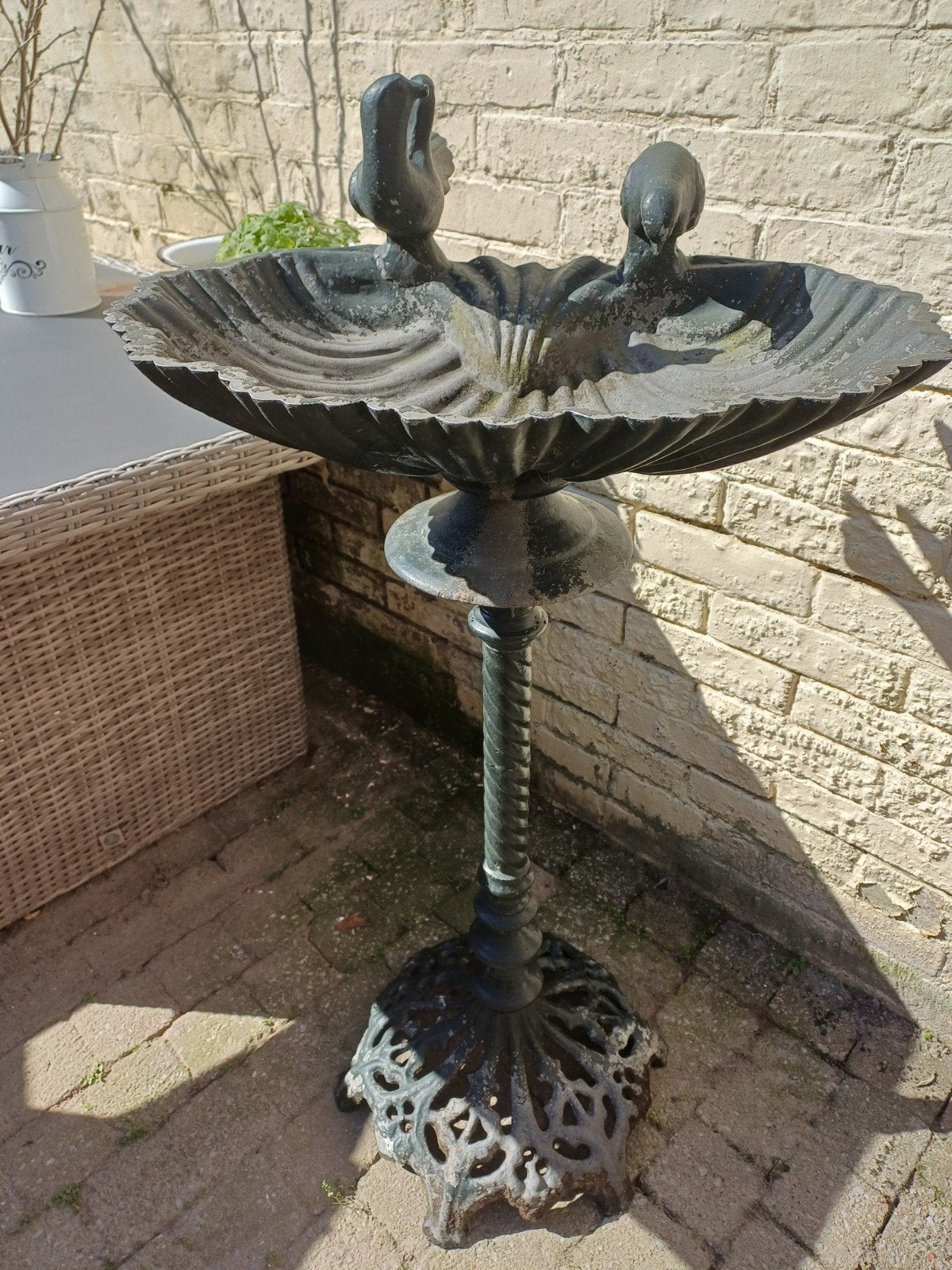 Zware gietijzeren vogelbak met 3 gaten - 95 cm hoog, Ophalen, Gebruikt