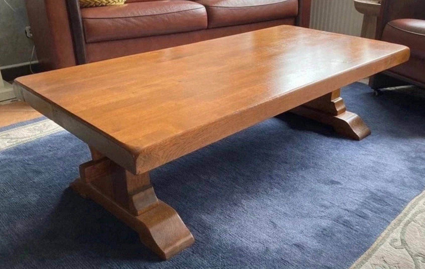 Massief eiken salon tafel - uitstekende staat - zeer solide!, 100 tot 150 cm, Zo goed als nieuw, Rechthoekig, 50 tot 100 cm