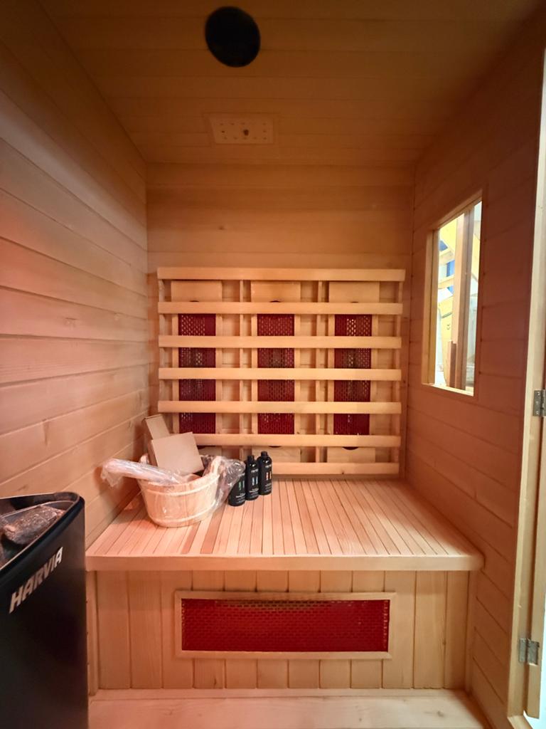 Combi Sauna (Fins + Infrarood) - GRATIS BEZORGING + MONTAGE, Ophalen of Verzenden, Zo goed als nieuw, Fins of Traditioneel, Complete sauna