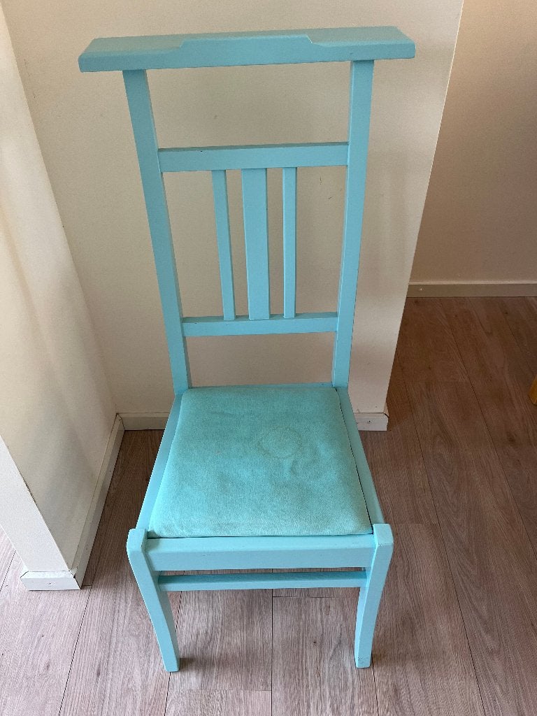 bid stoeltje fris blauw gratis, Huis en Inrichting, Stoelen, Ophalen, Gebruikt, Blauw, Stof