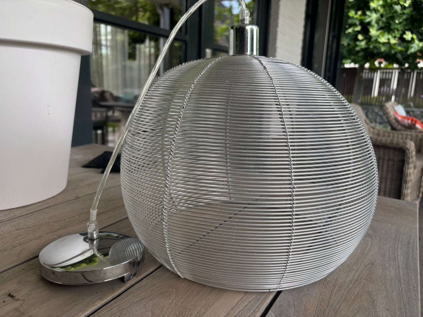 Hanglamp zilverkleurig, Gebruikt, Metaal, Modern, E27 (groot)