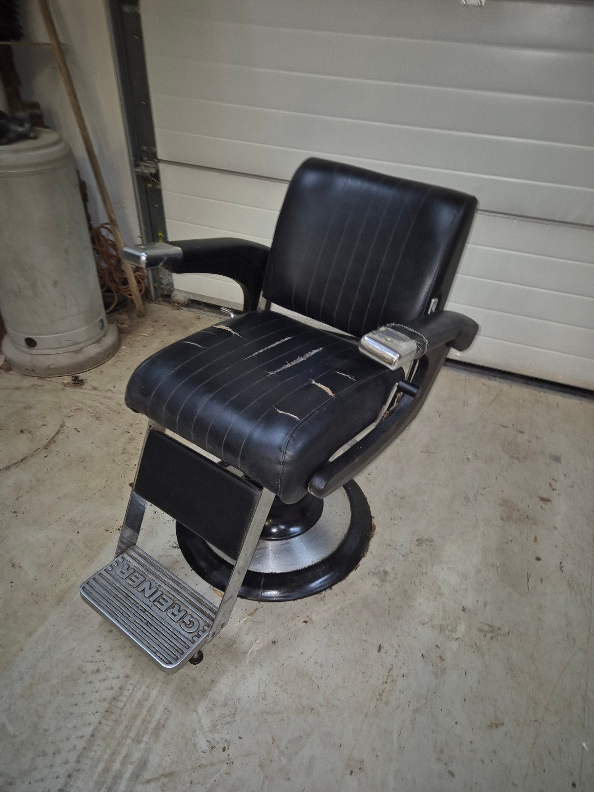Vintage Greiner kappersstoel - Zwart, Antiek en Kunst, Ophalen of Verzenden
