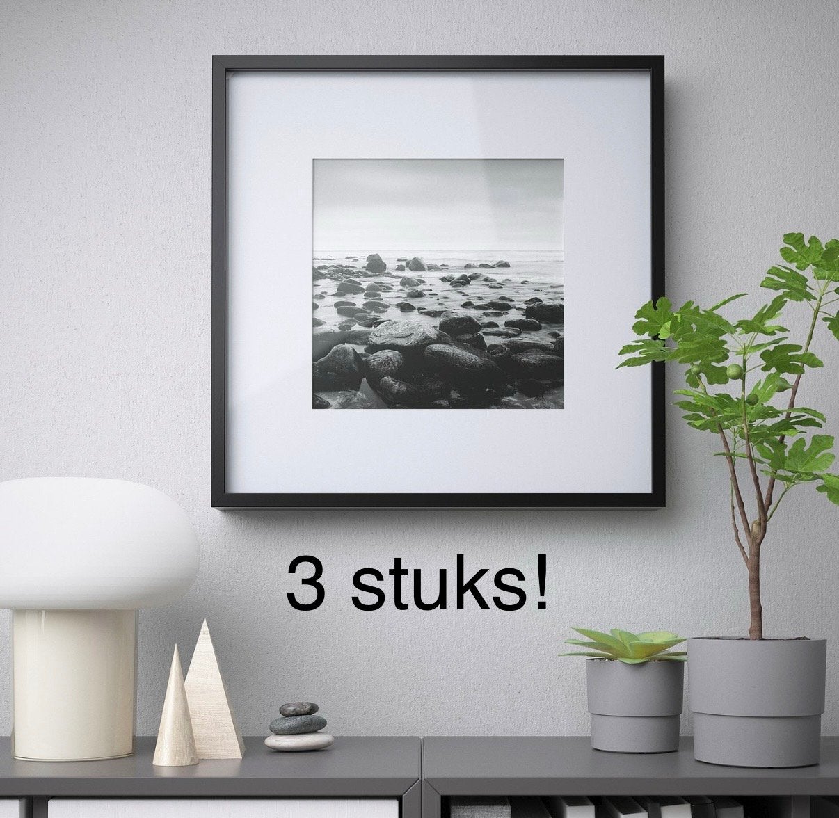 3x IKEA SANNAHED fotolijst zwart 50x50 cm, Ophalen, Hout, Standaard fotolijst, Zo goed als nieuw