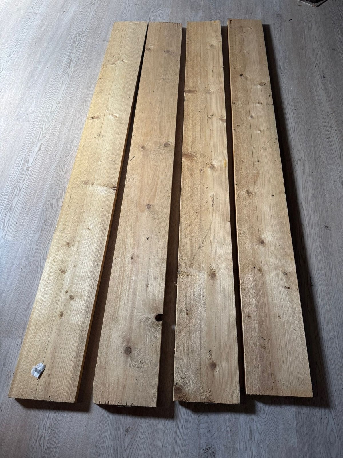 Planken steigerhout 4 stuks, Doe-het-zelf en Verbouw, Hout en Planken, Ophalen, 25 tot 50 mm, Nieuw, 250 tot 300 cm