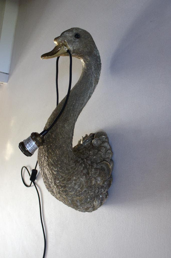 Bijzondere gouden zwaan wandlamp / design lamp, Huis en Inrichting, Lampen | Wandlampen, Ophalen of Verzenden, Zo goed als nieuw