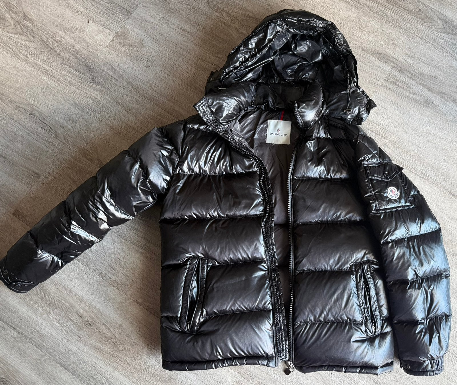 Moncler maya jas maat 4, Ophalen of Verzenden, Gedragen, Maat 48/50 (M), Zwart