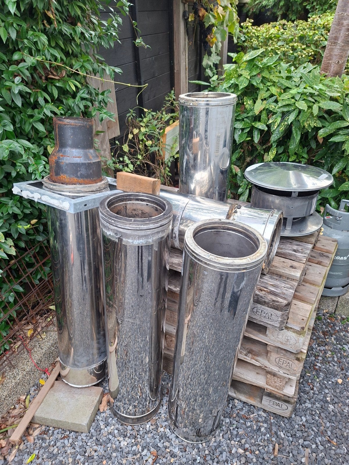 Diverse RVS rookkanaal onderdelen en toebehoren, Doe-het-zelf en Verbouw, Gebruikt, Overige typen, Minder dan 60 cm, Ophalen of Verzenden
